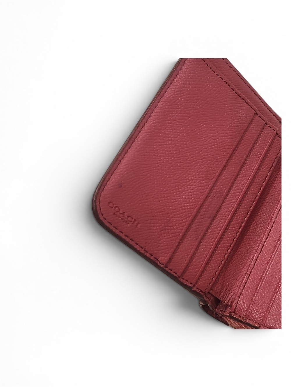 Vintage Pink Coach Signature Embossed Zip Wallet - Picture 5 of 5